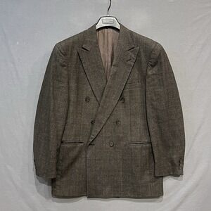 Biella Sport Coat Mens *44R Brown Prince Of Wales Check Plaid Blazer Suit Jacket